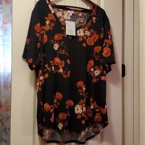 LuLaRoe Iris Black Red Floral Roses